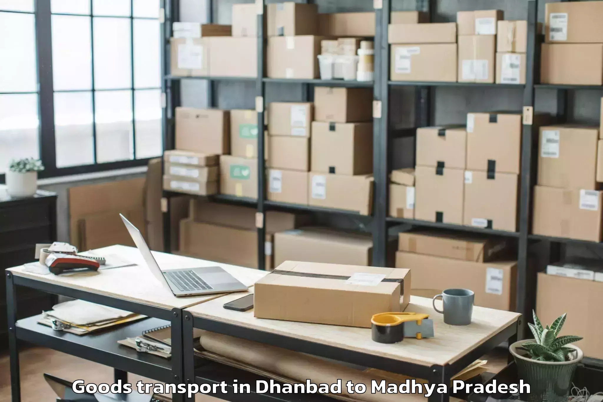 Book Dhanbad to Rehti Goods Transport Online